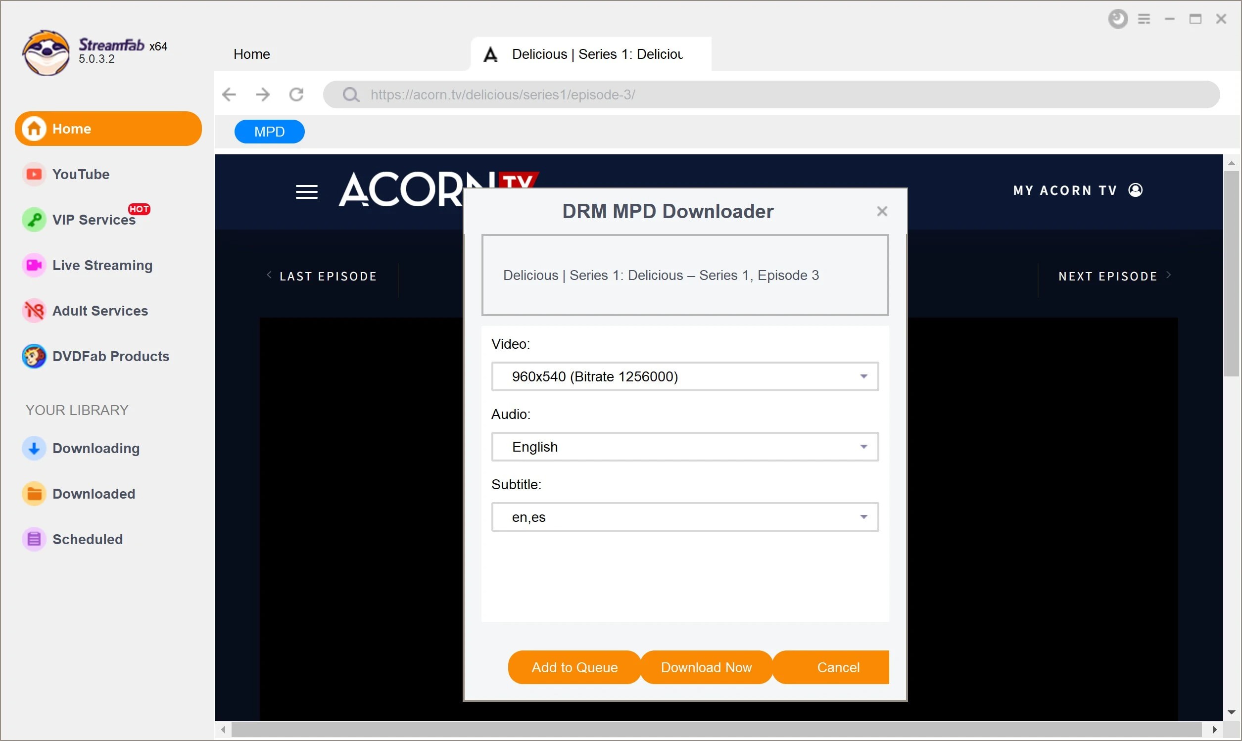 Acorn TV:How to use StreamFab DRM MPD Downloader?