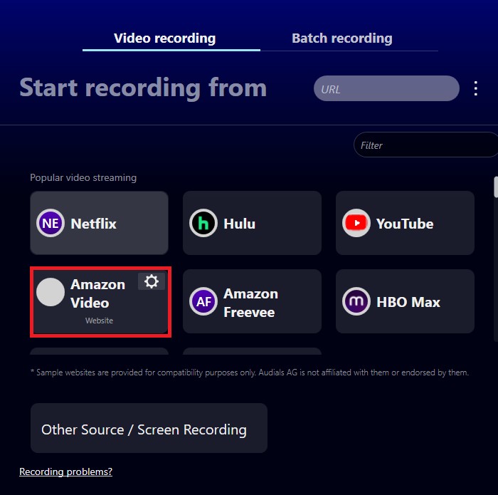 Audials amazon 1080p recording steps