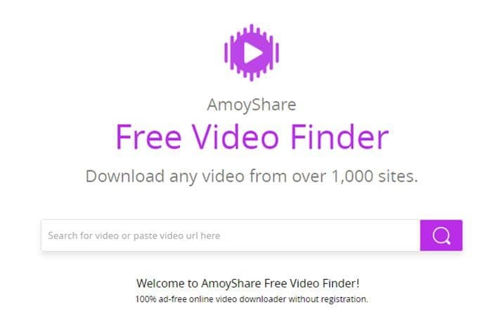 youtube downloader free online:8. AmoyShare Free Video Finder - YouTube Videos online herunterladen