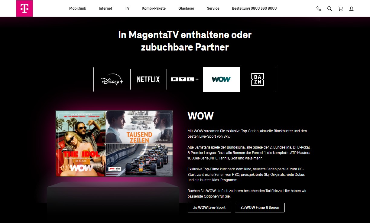 Die Integration von WOW bei Magenta TV