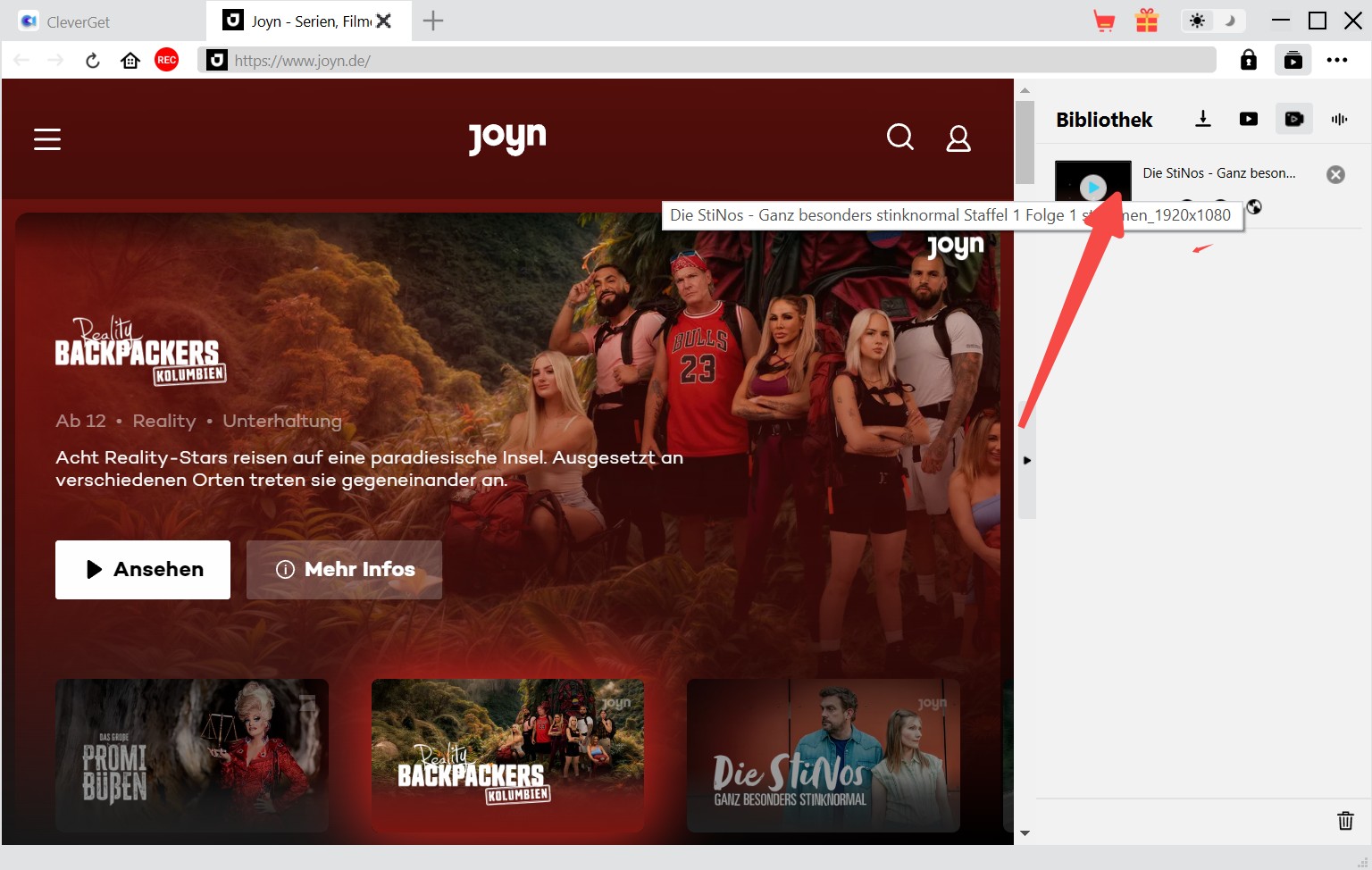 Download-Schritte zum Joyn Video Download mit dem CleverGet Joyn Downloader