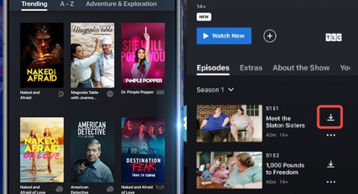 Schritte zum Herunterladen von Discovery Plus-Inhalten mit der Discovery Plus-App