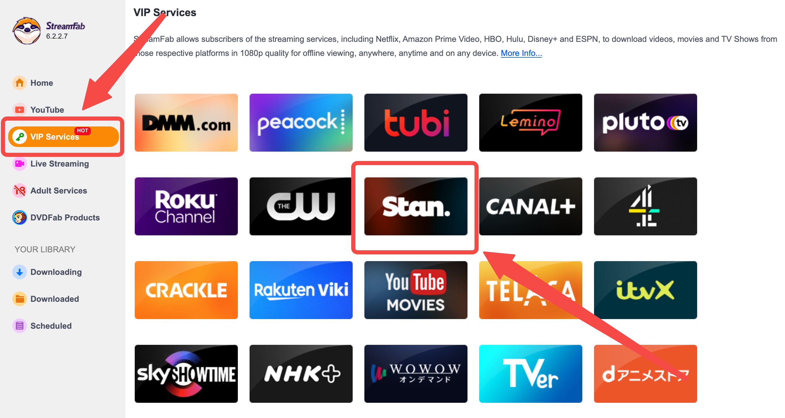 how to download on stan: step 2 of streamfab