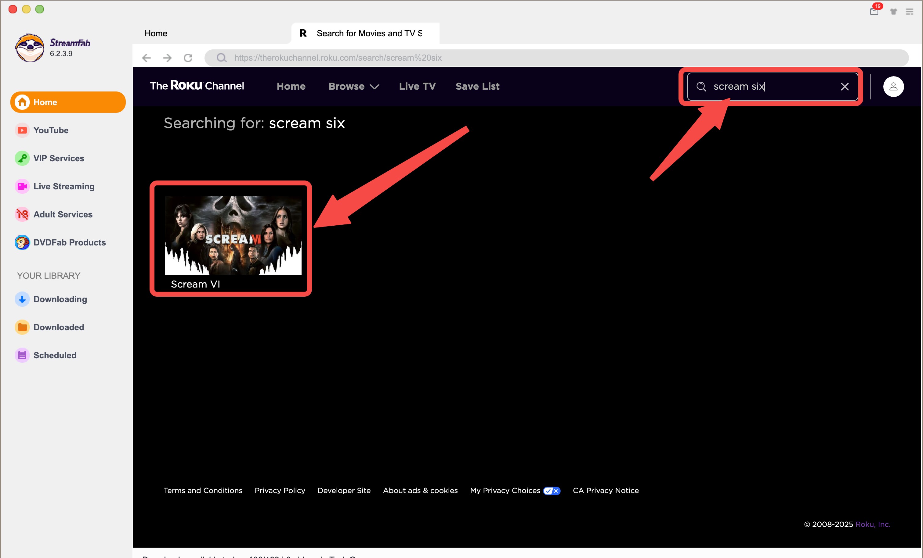 download video from Roku channel streamfab step 4