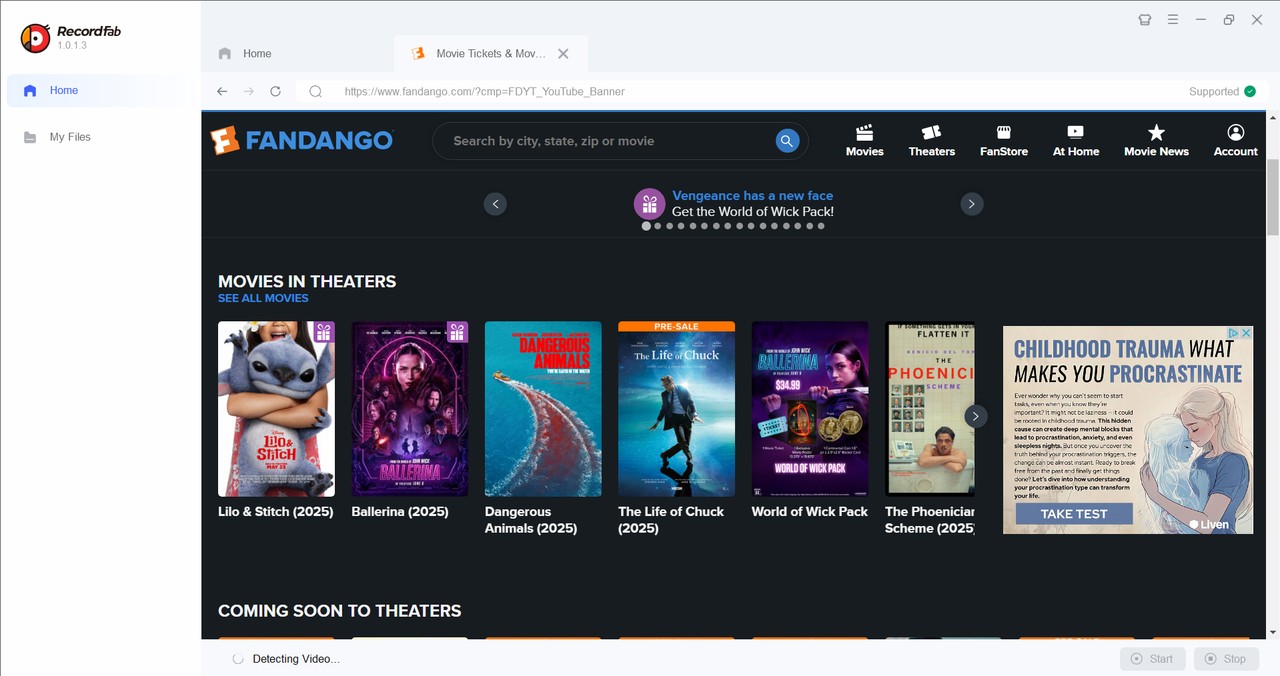 use RecordFab to rip Vudu movies: Step1