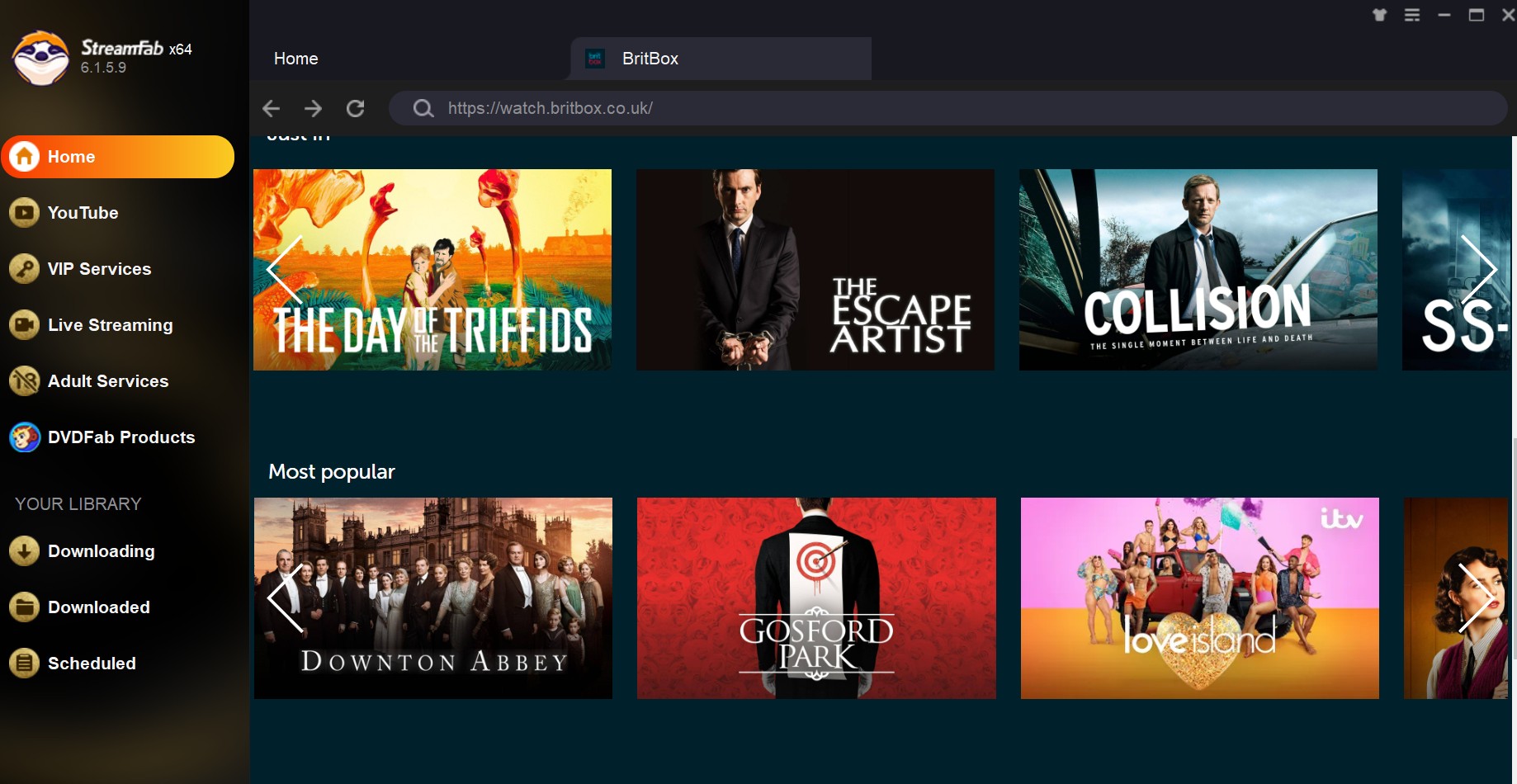 how to download shows on britbox