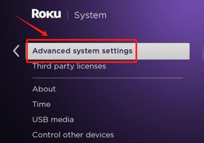 Advanced System Settings on TV