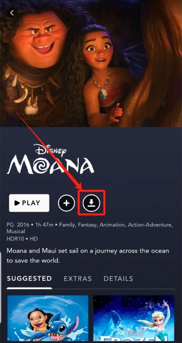 download videos in Disney Plus app