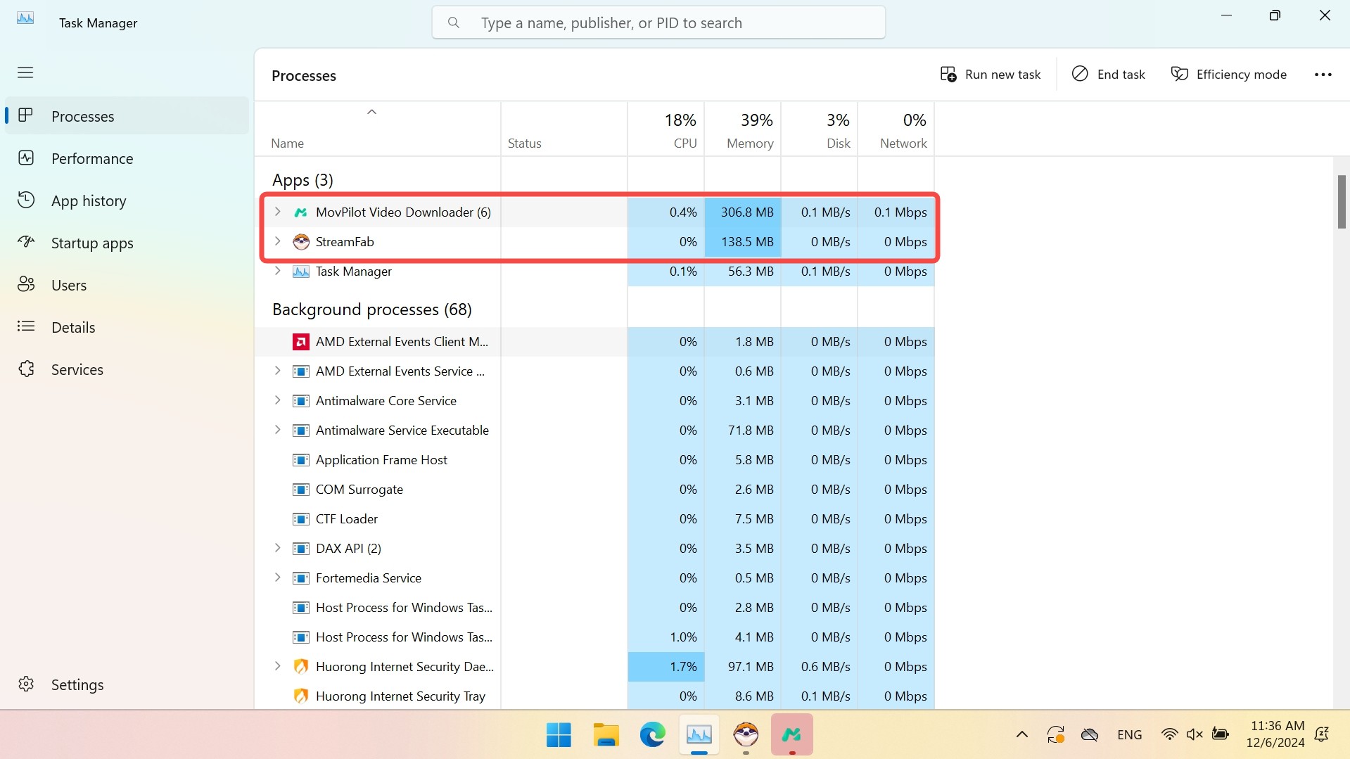 memoty usage of Movpilot HBO Max Video Downloader