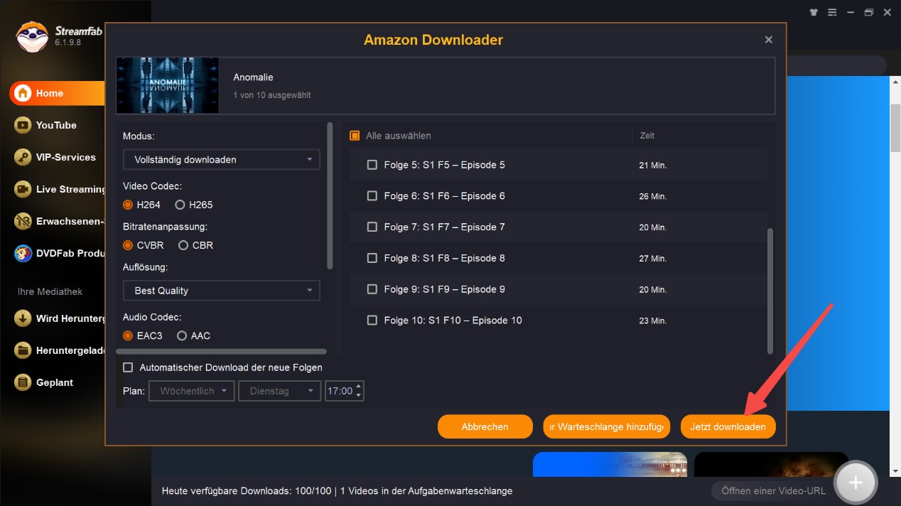 Schritte zum Herunterladen der Streaming-Videos mit StreamFab Video Downloader