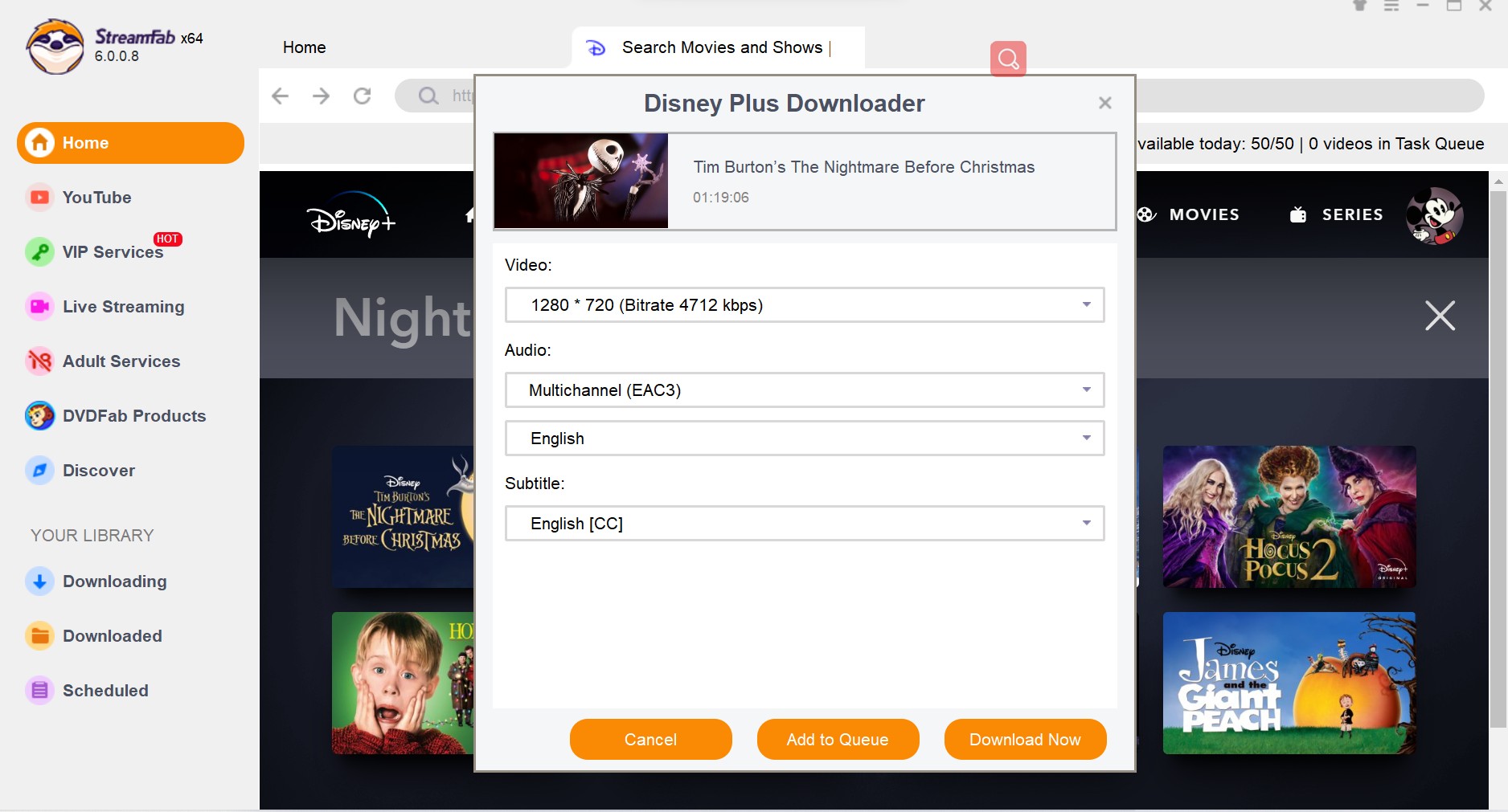 Téléchargez L'Étrange Noël de Monsieur Jack pour une visualisation hors ligne : Streamfab Disney Plus Downloader