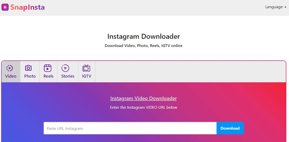 save Instagram videos or reels to camera roll with Snapinsta online tool