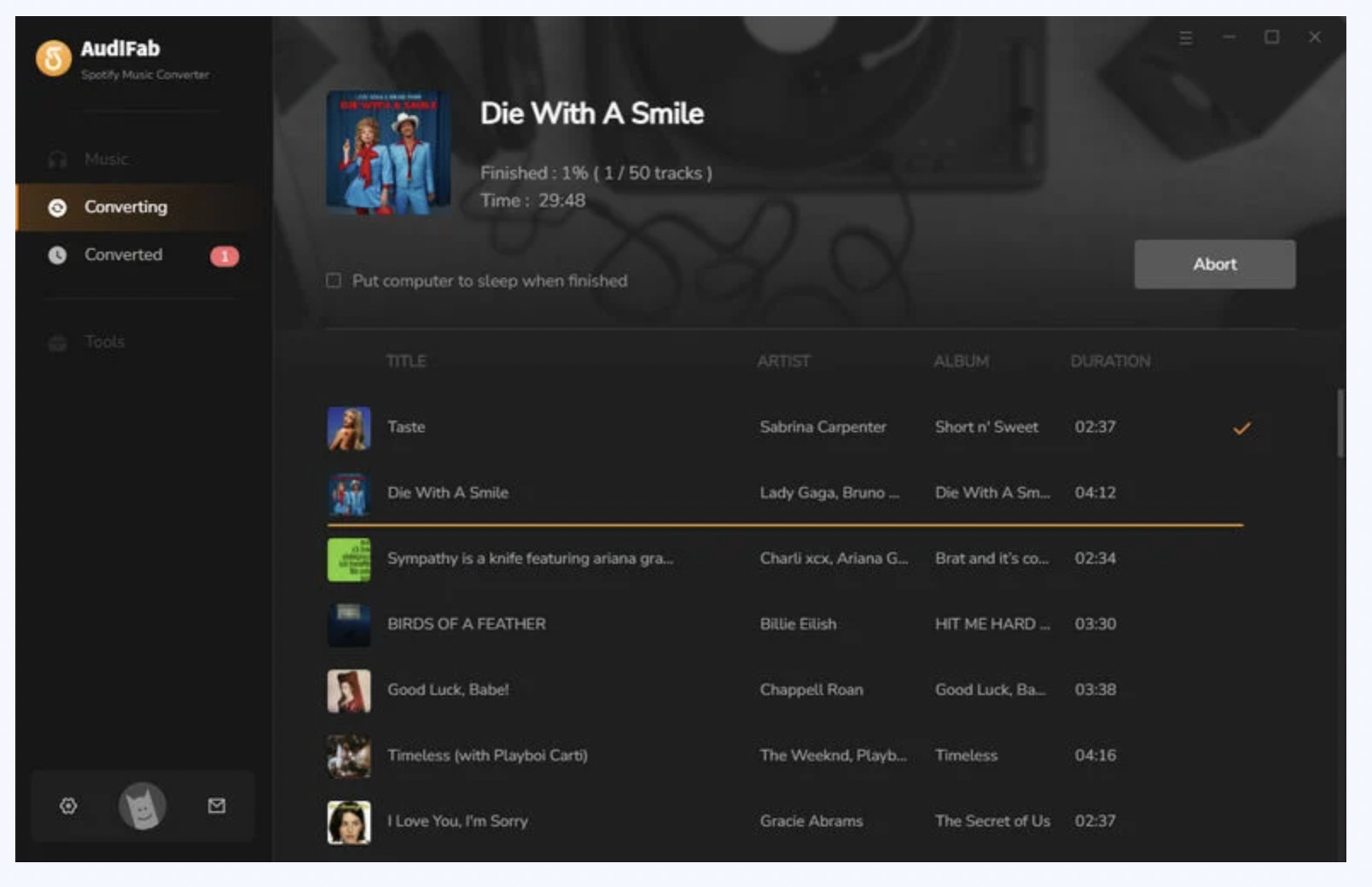 Choose the MP3 output format