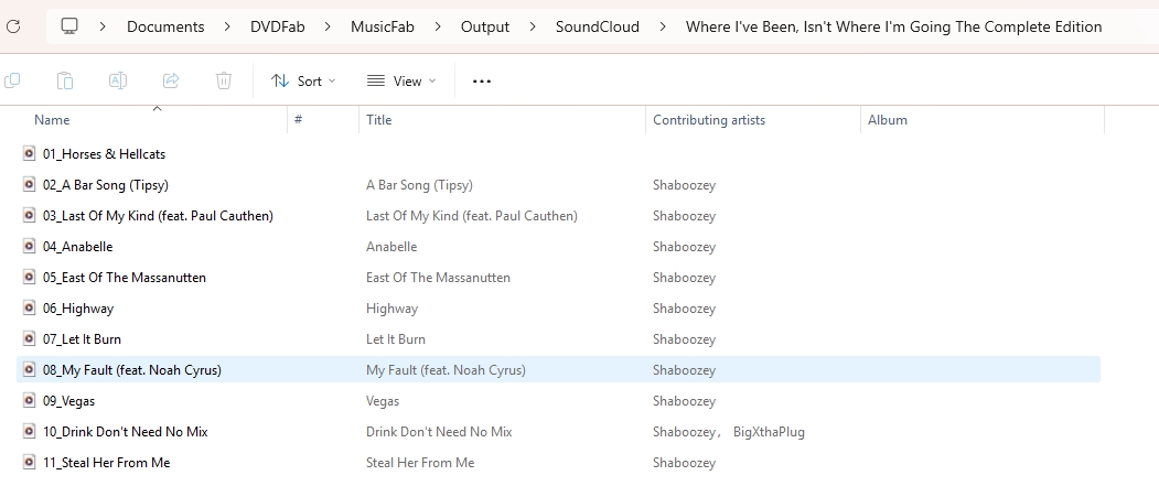MusicFab playlists results