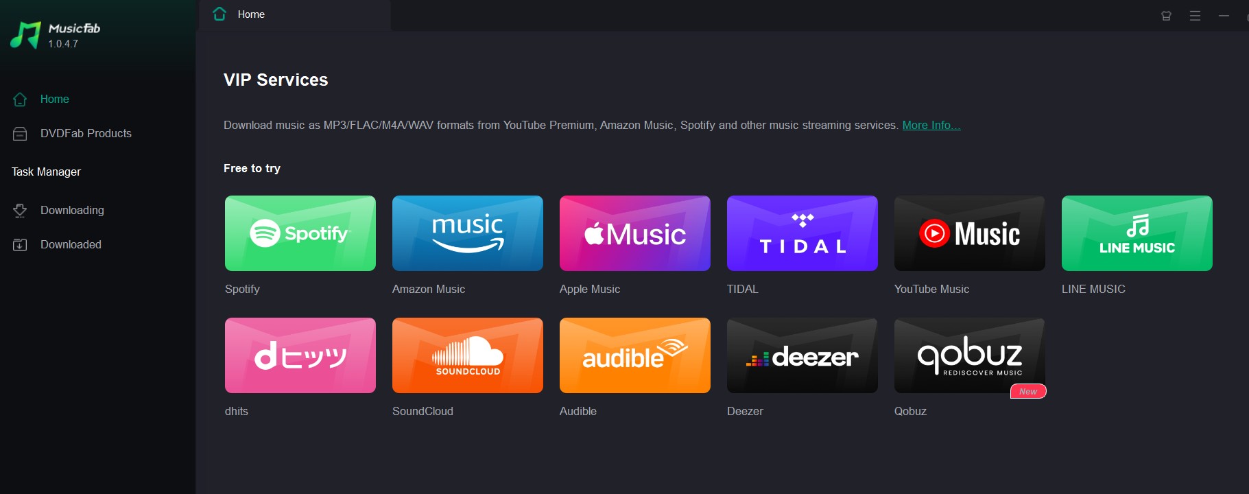 Choose YouTube from among the services supported,