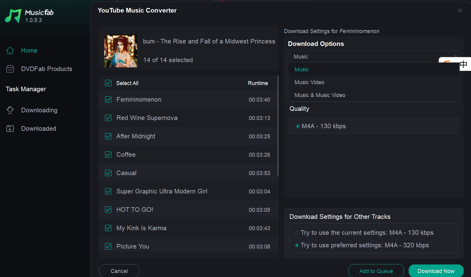 musicfab youtube converter choose download setting