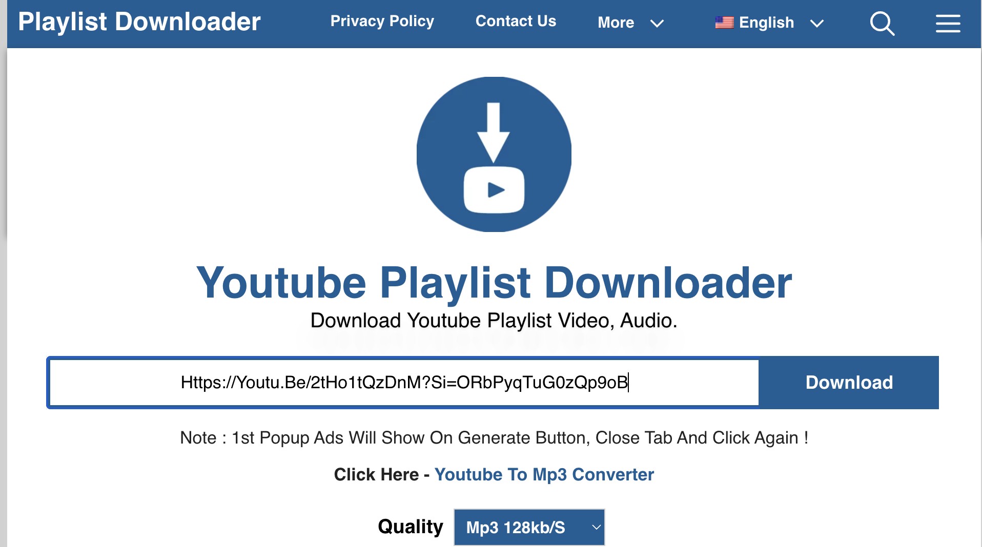 Copy the selected playlists link.