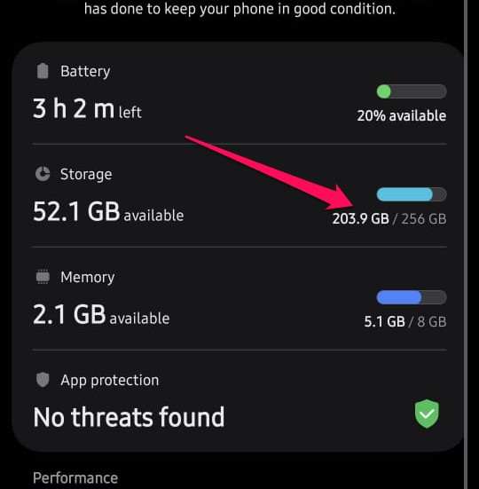 Settings > Storage