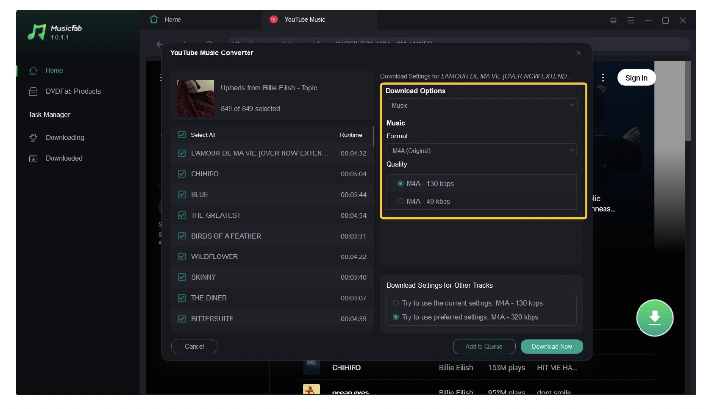 select MP3 for the output audio format