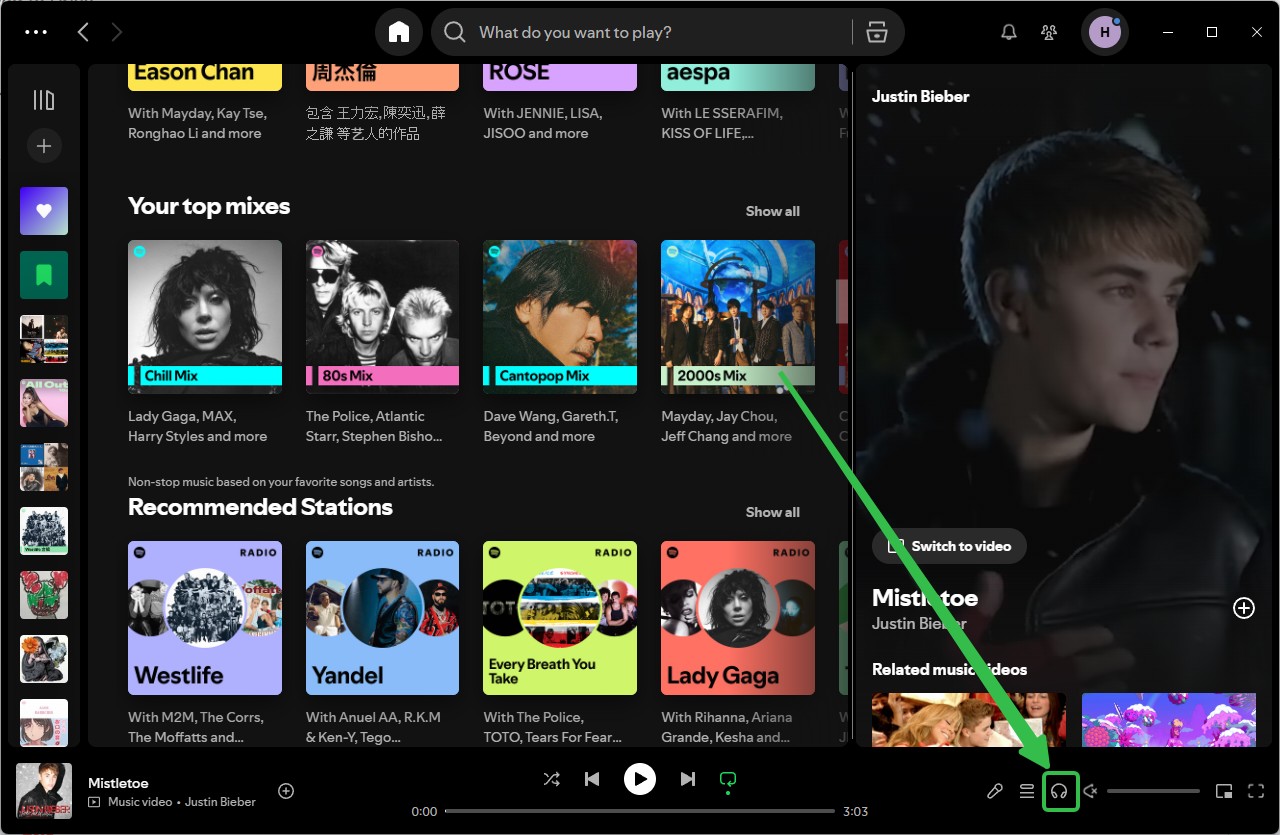 use the headphone icon to start the jam