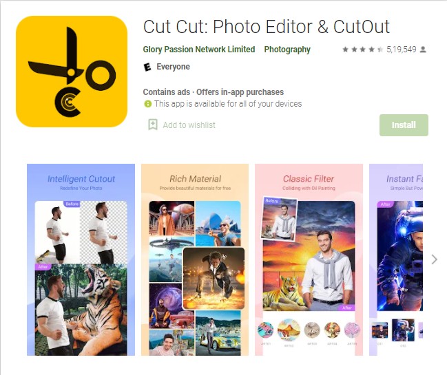 background editing apps:Cut Cut