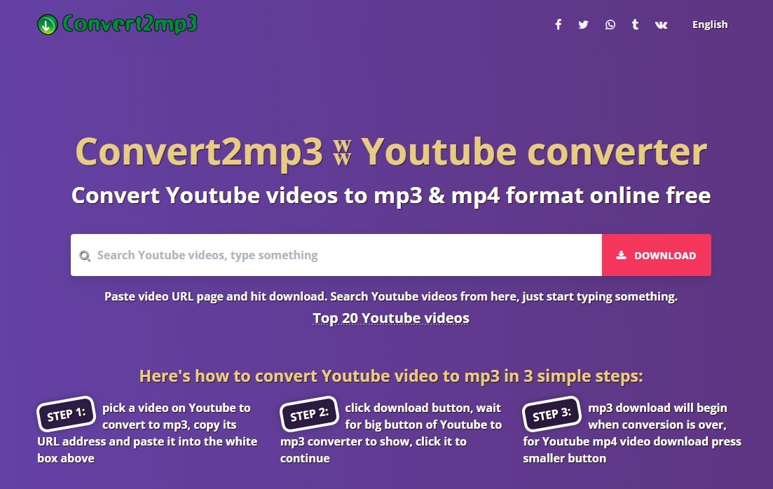 Convert2mp3 Youtube converter