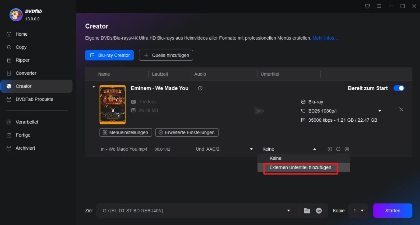 DVDFab Blu-ray Creator: Wie man den besten Blu-ray Brenner benutzt