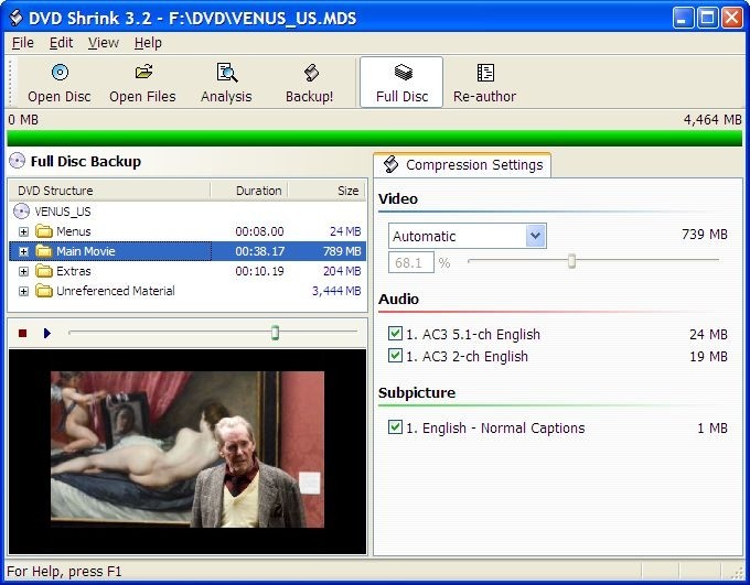 Décrypteur DVD gratuit: DVD Shrink