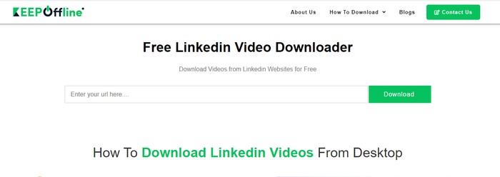 download video from linkedin:Method 2: Download video from linkedin with KeepOffline Downloader Online