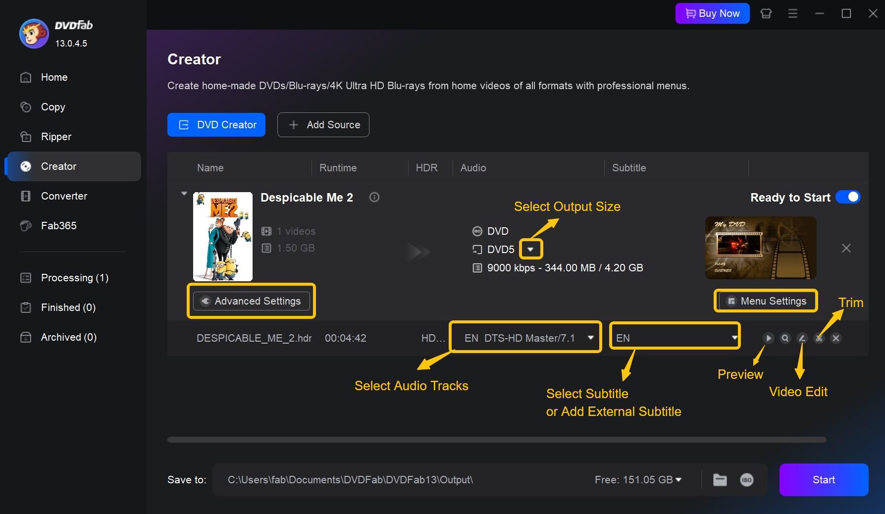 Copying DivX to DVD using DVDFab DVD Creator 