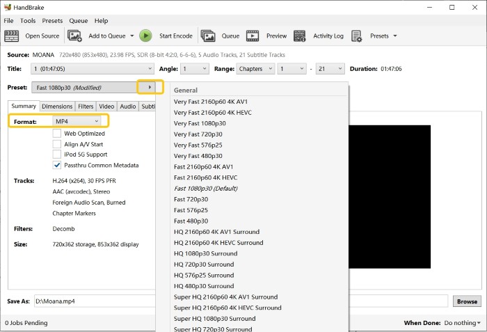 free dvd ripper for mac: HandBrake