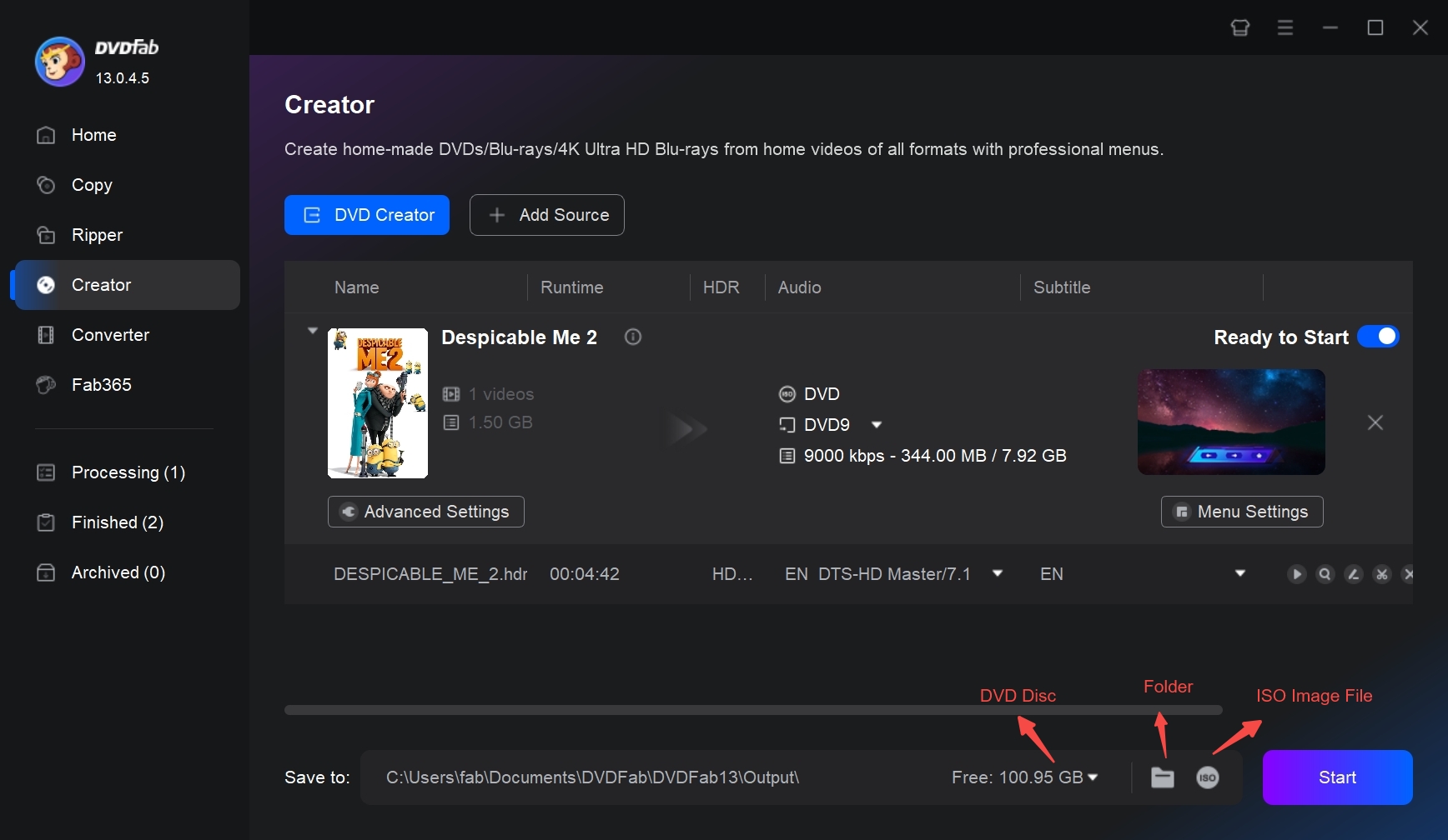 Transfer video to DVD with DVDFab DVD Creator