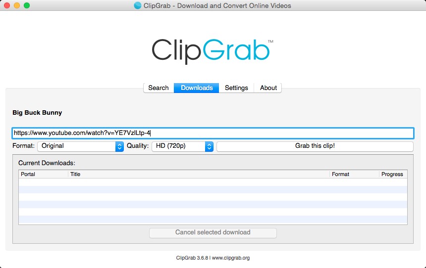 Télécharger vidéo streaming avec ClipGrab