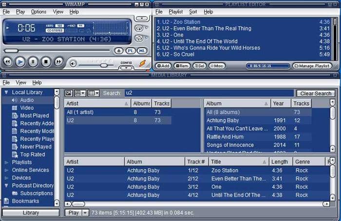 Top 10 des meilleurs lecteurs de musique pour Windows 10:6. Winamp