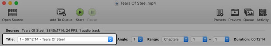 Choose DVD title to rip with HandBrake on Mac