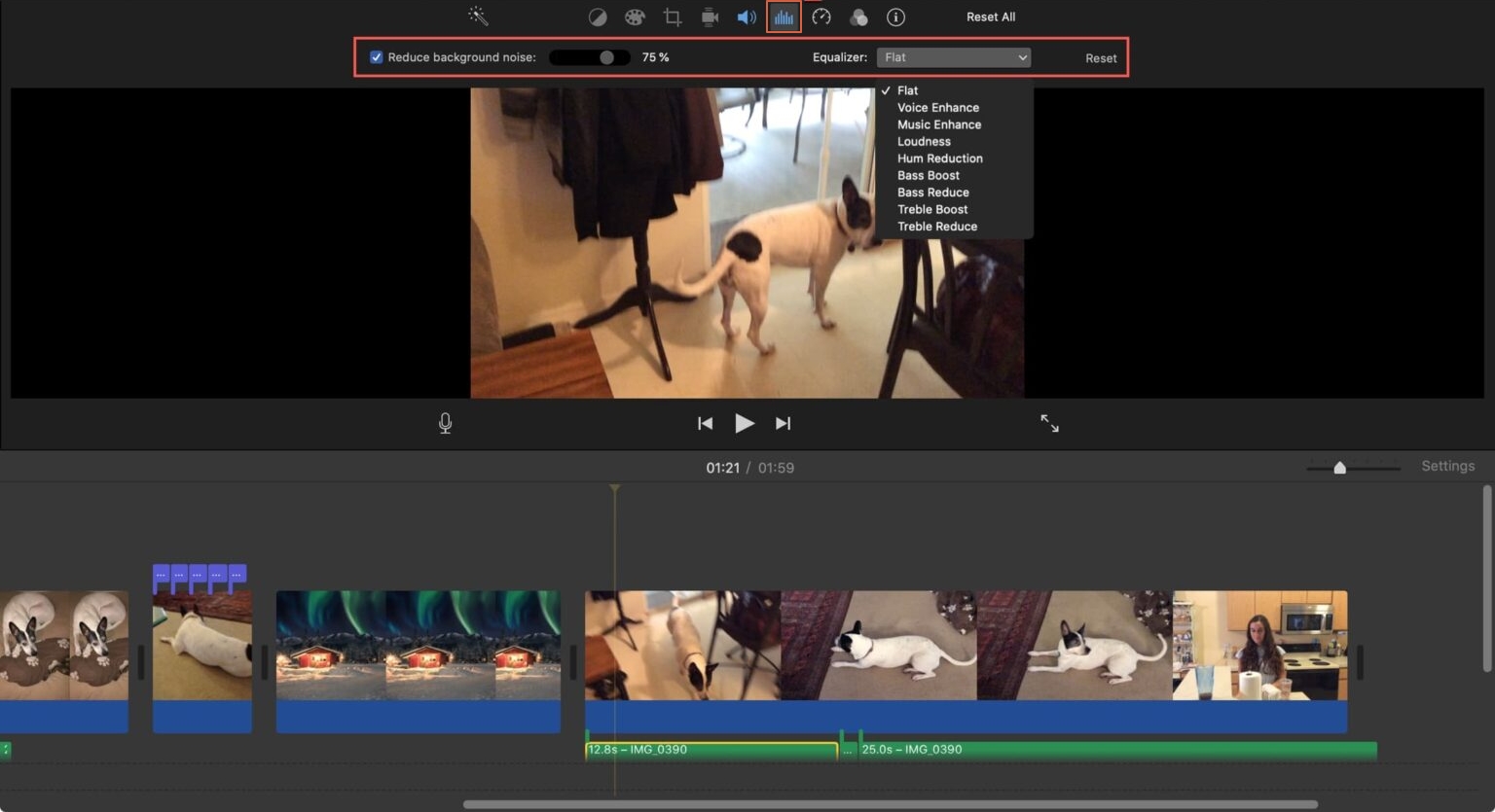 how to remove background noise from video:iMovie