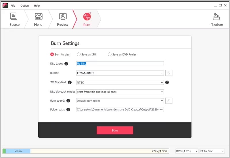 choose the output file format and location