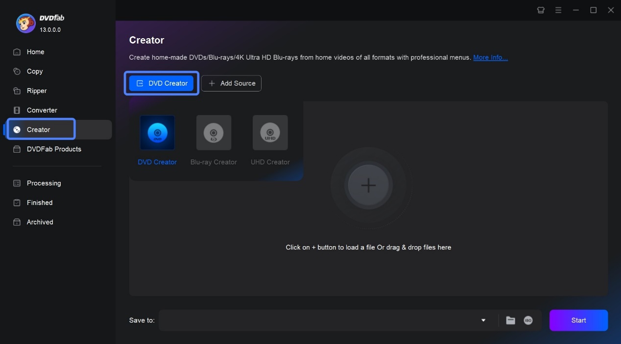 Launch DVDFab DVD Creator and Load Videos