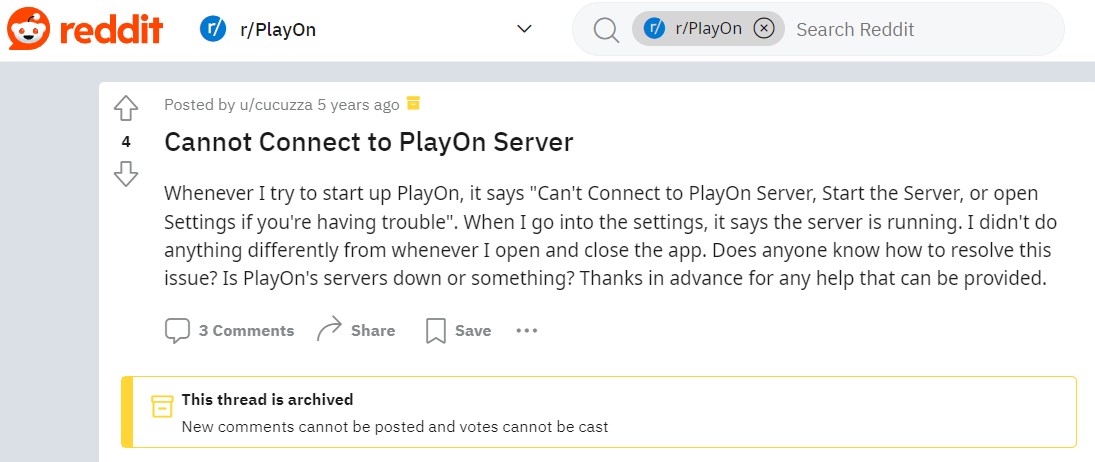 playon problems: can't connect to playon server