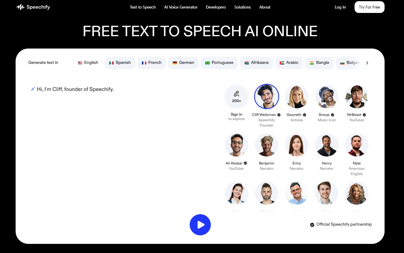 text to voice app: Speechify