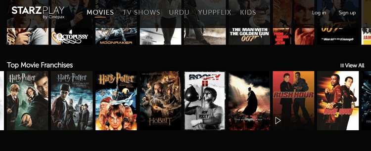 où regarder harry potter sur la plateforme de streaming harry potter:Starz Play