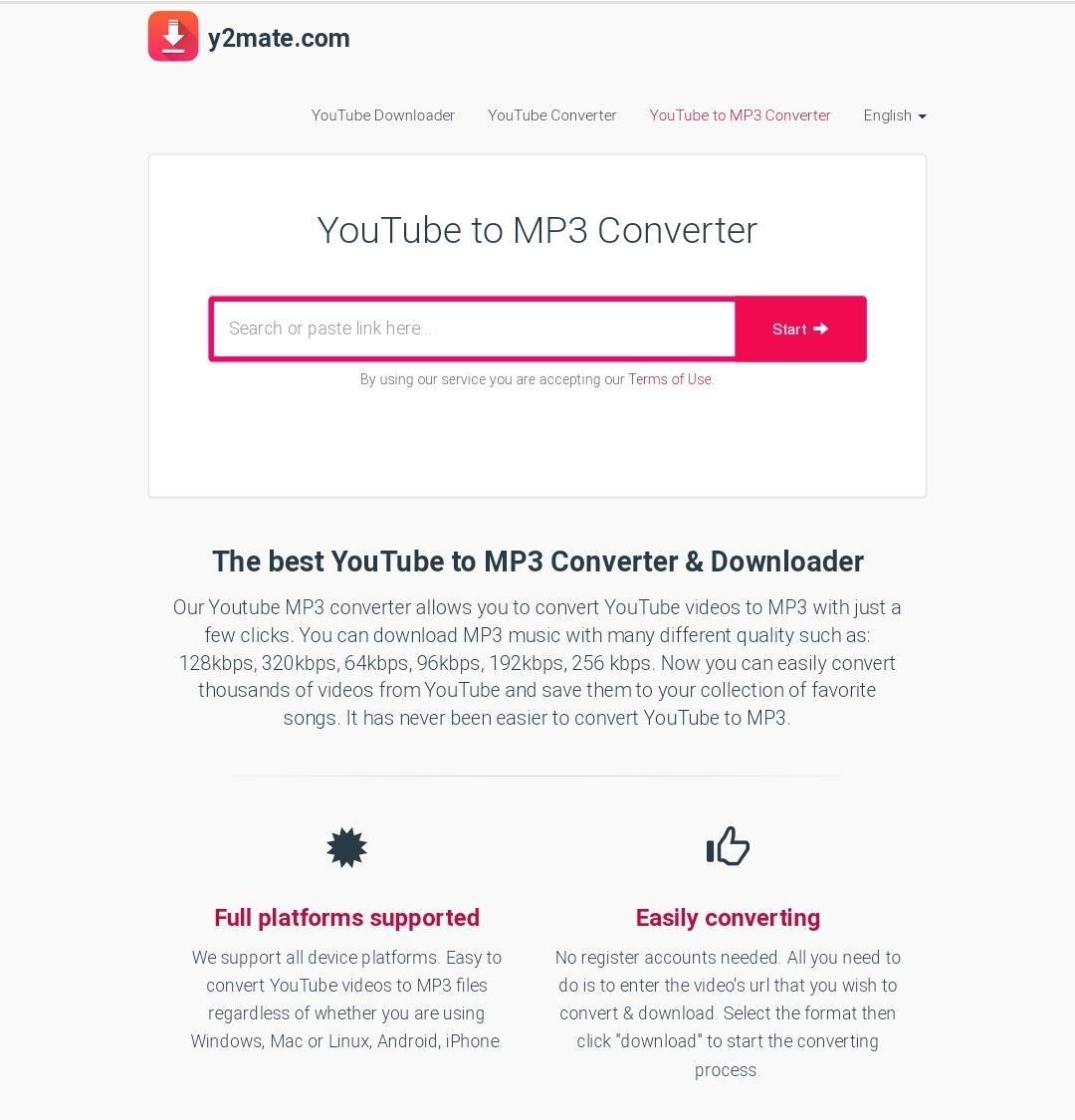 YouTube to MP3 Converter For Mac: y2mate