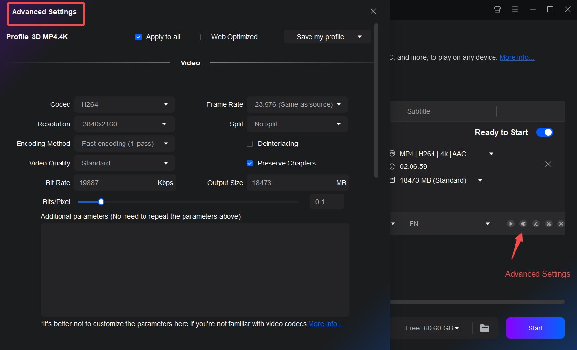 Blu-ray Ripper Advanced Settings