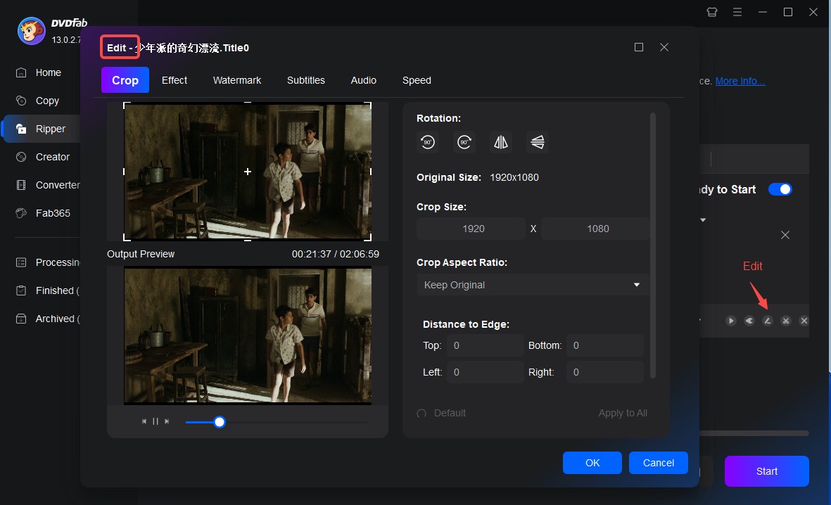 Customize your video in dvdfab 13